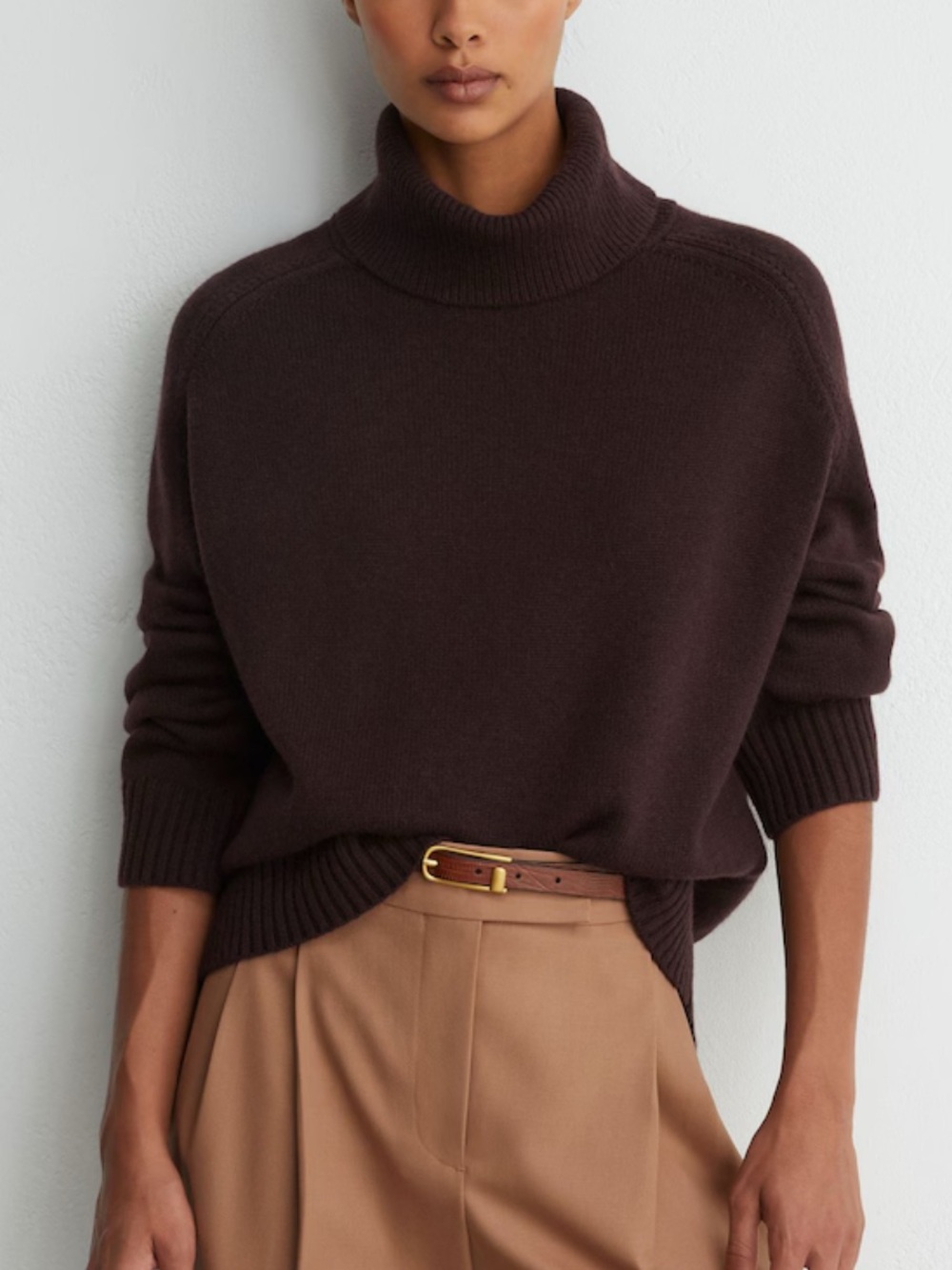 Reiss Eliza roll neck sweater jumper chocolate brown NWT - Picture 1 of 6